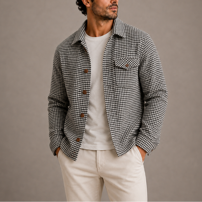 Heren Overshirt met Pied-de-poule Motief en Borstzak