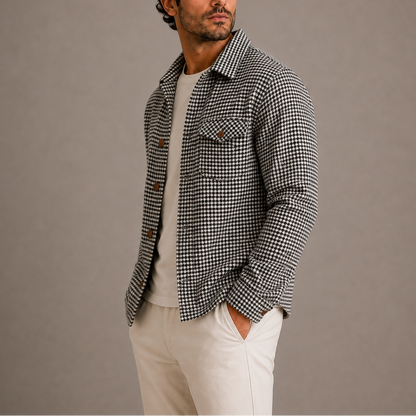 Heren Overshirt met Pied-de-poule Motief en Borstzak