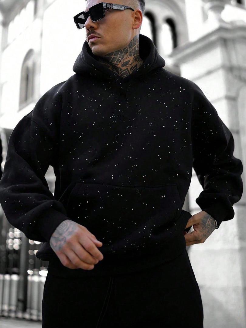 Heren Oversized Hoodie met Capuchon en Kangoeroezak Zwart