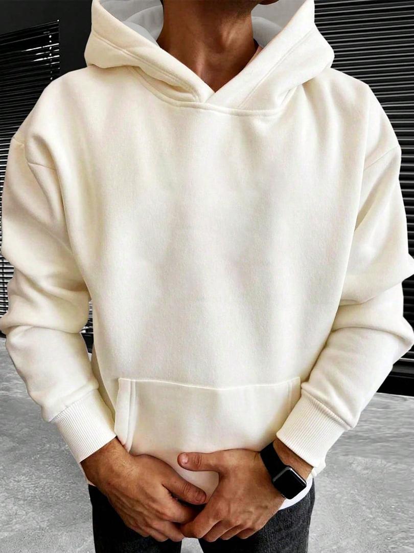 Heren Oversized Hoodie met Capuchon en Kangoeroezak Beige