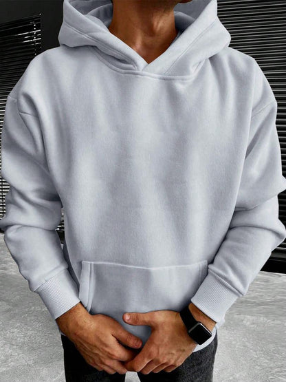 Heren Oversized Hoodie met Capuchon en Kangoeroezak Lichtgrijs