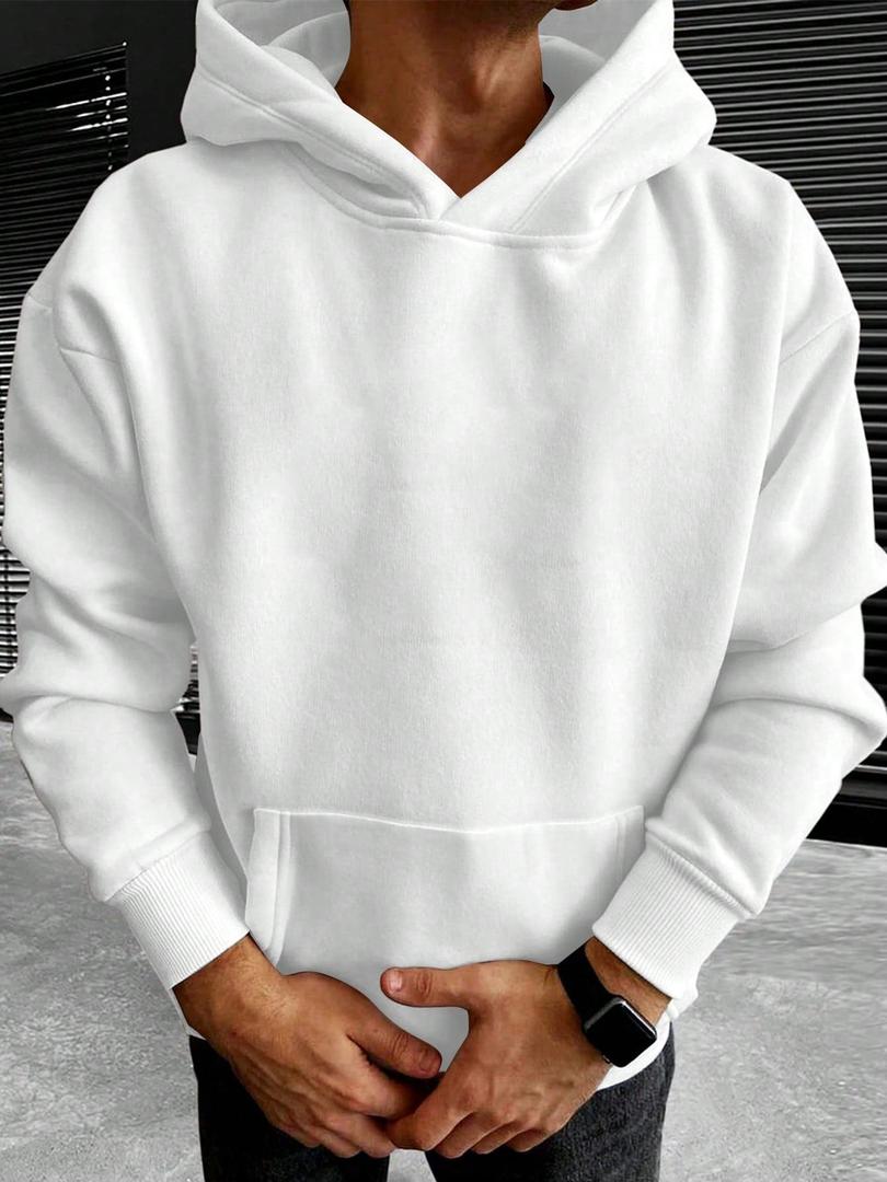 Heren Oversized Hoodie met Capuchon en Kangoeroezak Wit