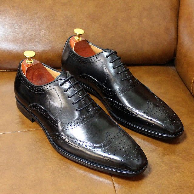 Heren Oxford Schoenen met Wingtip Brogue Details Zwart