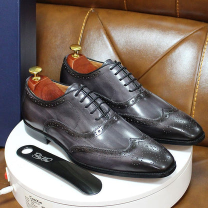 Heren Oxford Schoenen met Wingtip Brogue Details Grijs