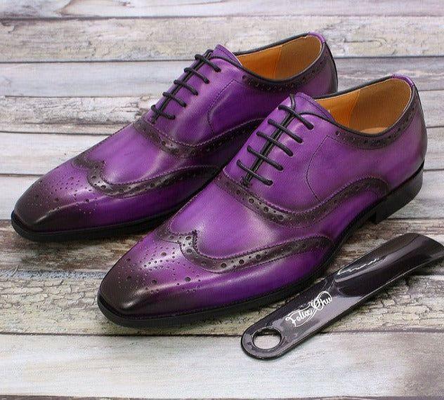 Heren Oxford Schoenen met Wingtip Brogue Details Lila