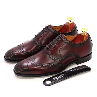 Heren Oxford Schoenen met Wingtip Brogue Details Bordeaux
