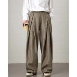 Heren Pantalon met Hoge Taille, Dubbele Plooien en Wide Leg