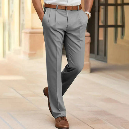 Heren Pantalon met Plooi en Steekzakken, Regular Fit Grijs