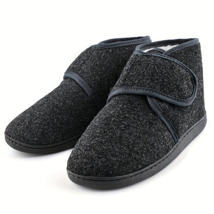 Heren Pantoffels met Klittenbandsluiting en Hoge Enkelband Donkergrijs
