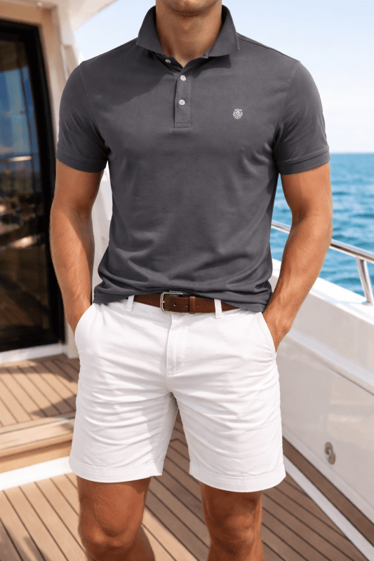 Heren Polo Korte Mouw met Contrastkraag en Embleem