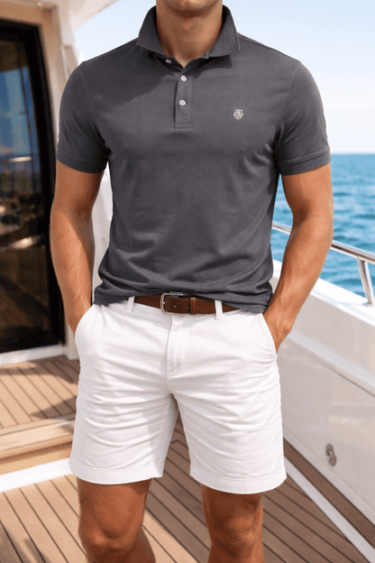 Heren Polo Korte Mouw met Contrastkraag en Embleem