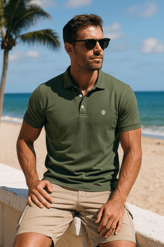 Heren Polo Korte Mouw met Contrastkraag en Embleem