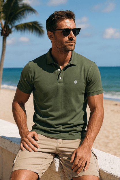 Heren Polo Korte Mouw met Contrastkraag en Embleem