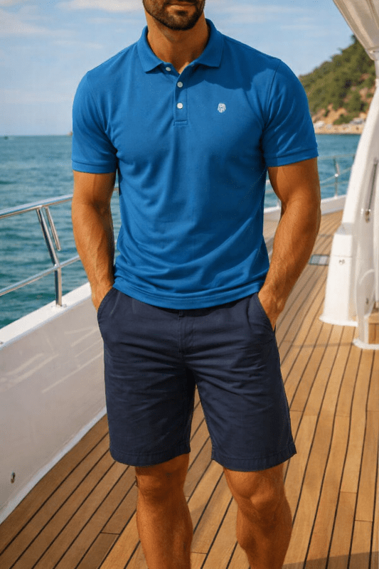 Heren Polo Korte Mouw met Contrastkraag en Embleem