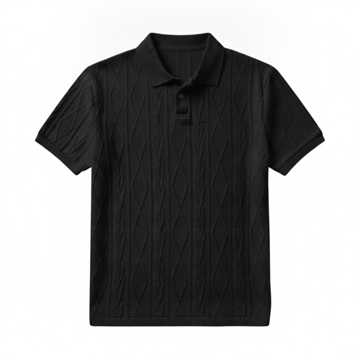 Heren Polo Korte Mouw met Getextureerd Ruitpatroon en Polokraag