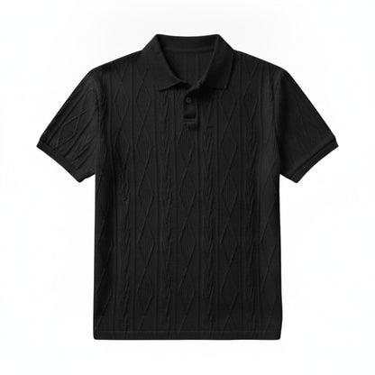 Heren Polo Korte Mouw met Getextureerd Ruitpatroon en Polokraag