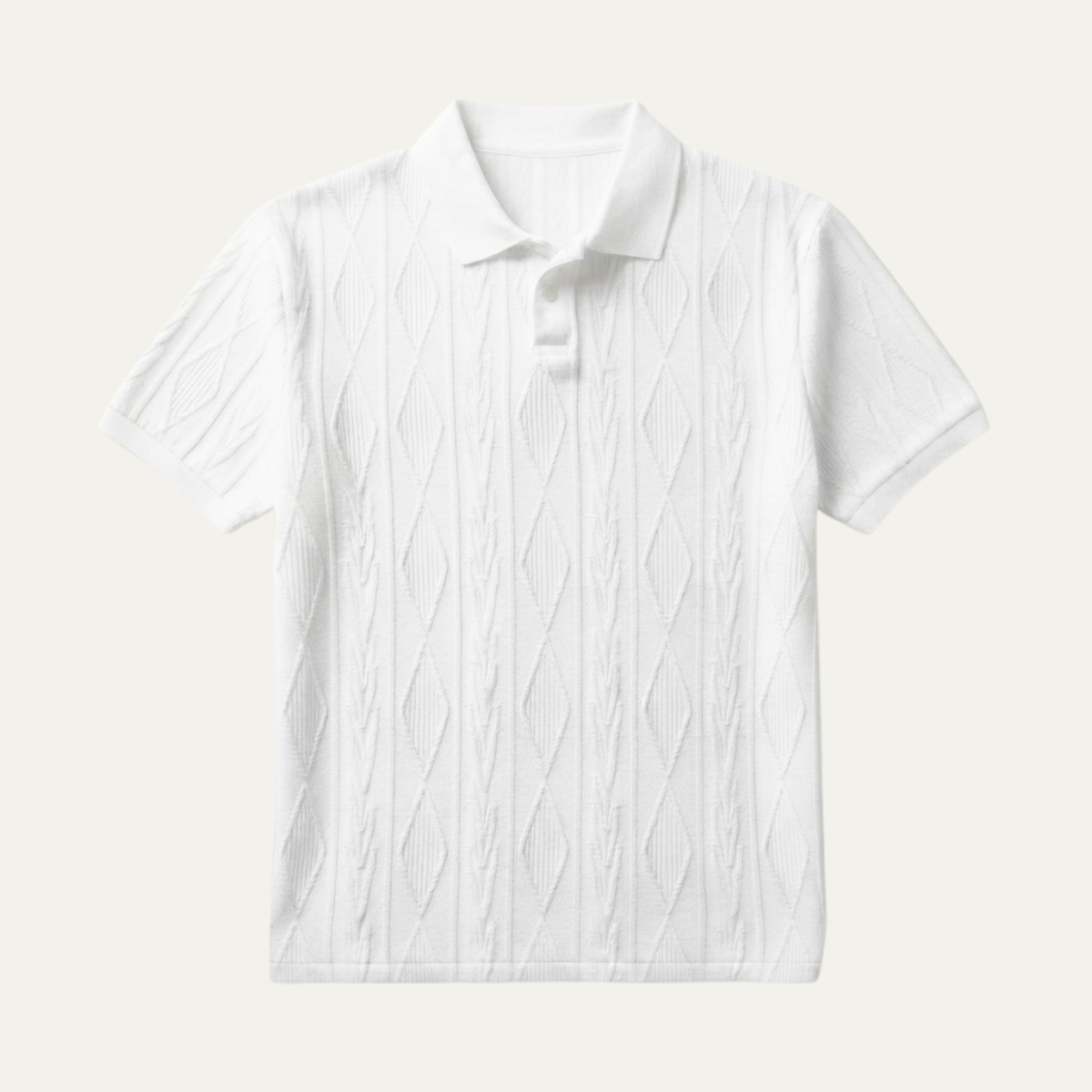 Heren Polo Korte Mouw met Getextureerd Ruitpatroon en Polokraag
