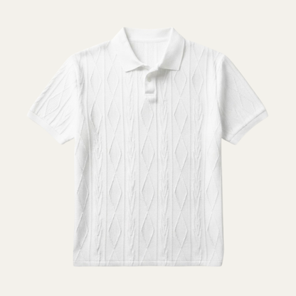 Heren Polo Korte Mouw met Getextureerd Ruitpatroon en Polokraag