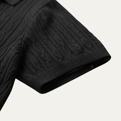Heren Polo Korte Mouw met Getextureerd Ruitpatroon en Polokraag