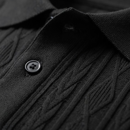 Heren Polo Korte Mouw met Getextureerd Ruitpatroon en Polokraag