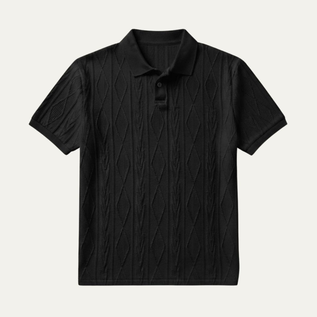 Heren Polo Korte Mouw met Getextureerd Ruitpatroon en Polokraag