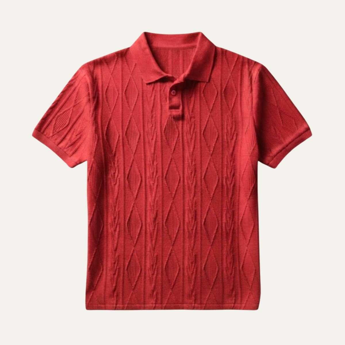 Heren Polo Korte Mouw met Getextureerd Ruitpatroon en Polokraag