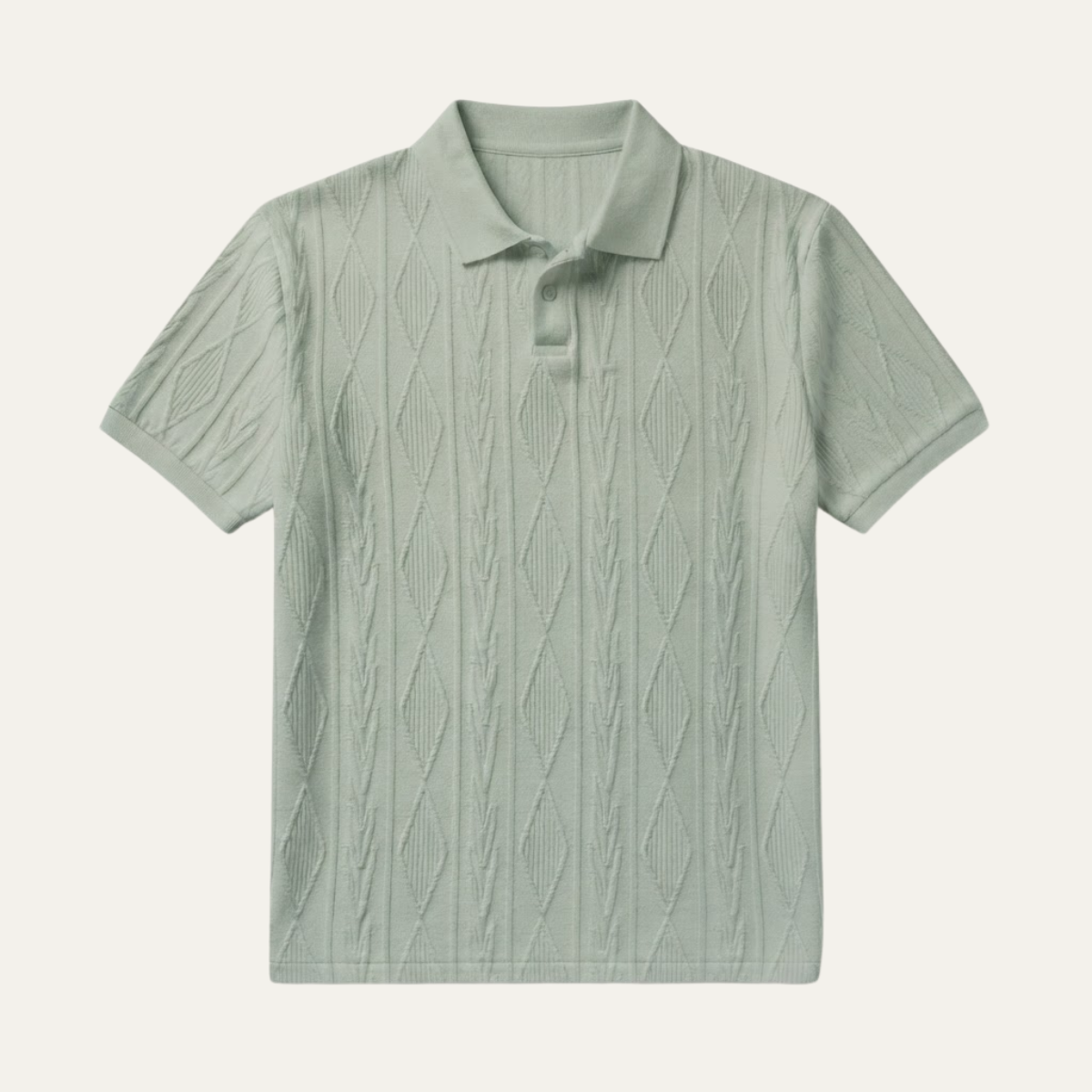 Heren Polo Korte Mouw met Getextureerd Ruitpatroon en Polokraag