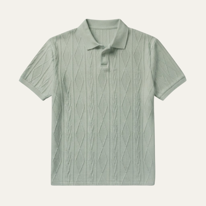 Heren Polo Korte Mouw met Getextureerd Ruitpatroon en Polokraag