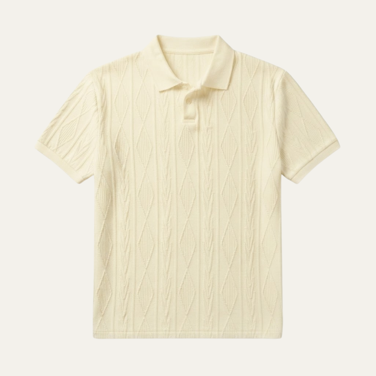 Heren Polo Korte Mouw met Getextureerd Ruitpatroon en Polokraag