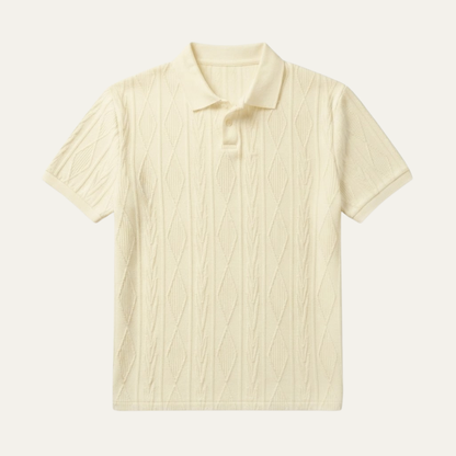 Heren Polo Korte Mouw met Getextureerd Ruitpatroon en Polokraag