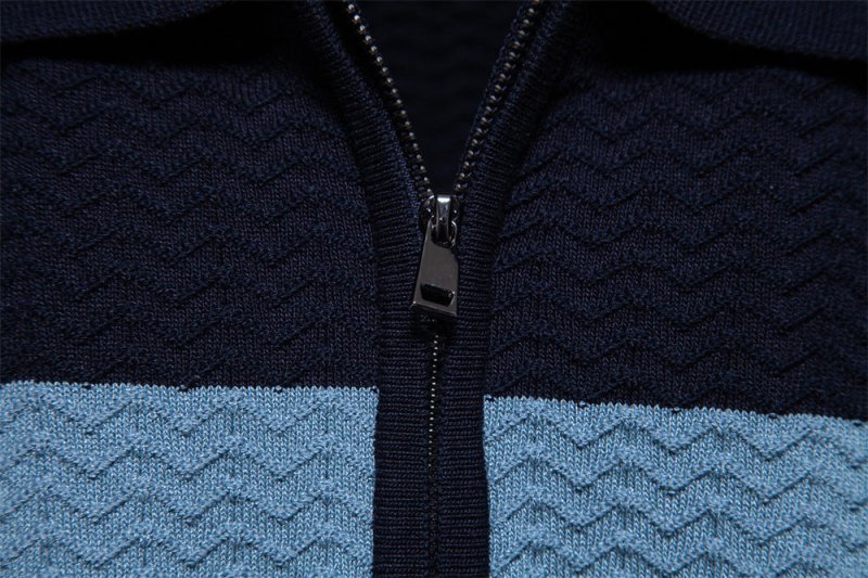 Heren Polo Korte Mouw met Ritskraag en Streepdetail