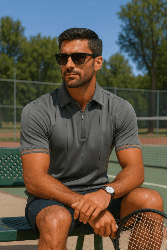 Heren Polo Korte Mouw met Ritskraag en Verticaal Ribpatroon