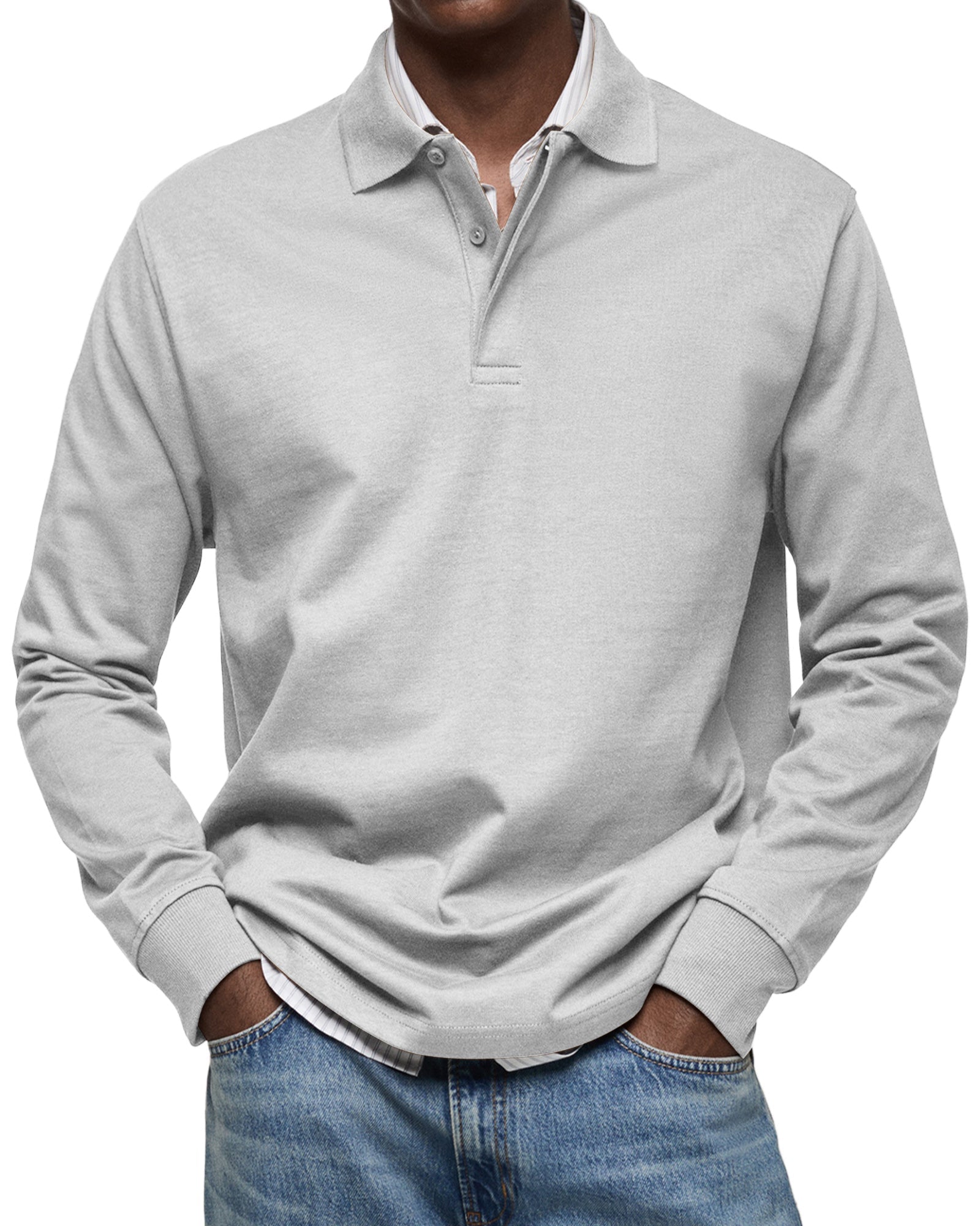 Heren polo Lange Mouw met Polokraag en Knoopsluiting Regular Fit Wit