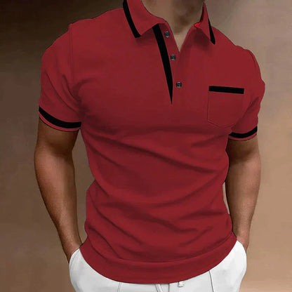 Heren Polo met Korte Mouw en Borstzakje Rood