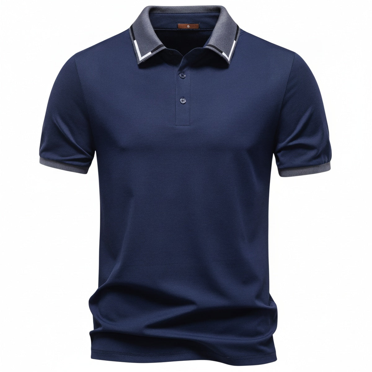 Heren Polo met Korte Mouw en Contrasterende Kraag Slim Fit
