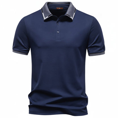 Heren Polo met Korte Mouw en Contrasterende Kraag Slim Fit