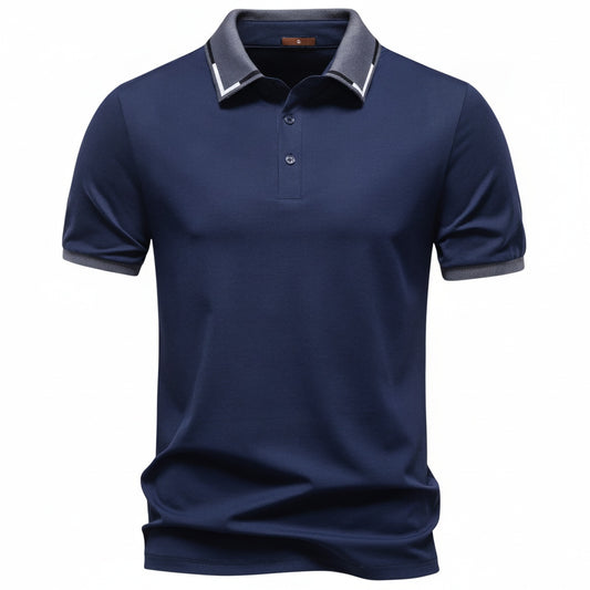 Heren Polo met Korte Mouw en Contrasterende Kraag Slim Fit