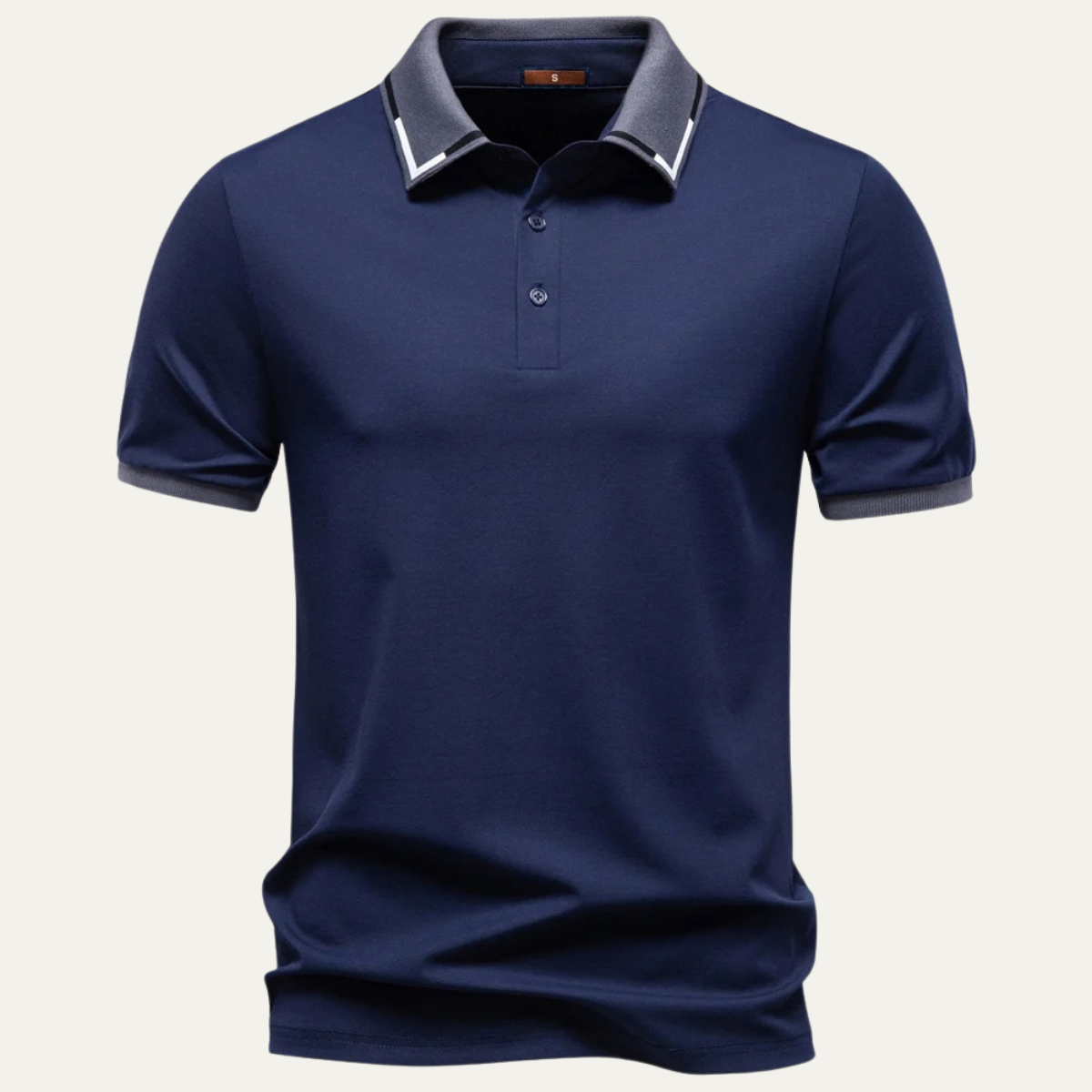 Heren Polo met Korte Mouw en Contrasterende Kraag Slim Fit Marineblauw