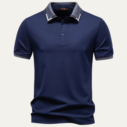 Heren Polo met Korte Mouw en Contrasterende Kraag Slim Fit Marineblauw