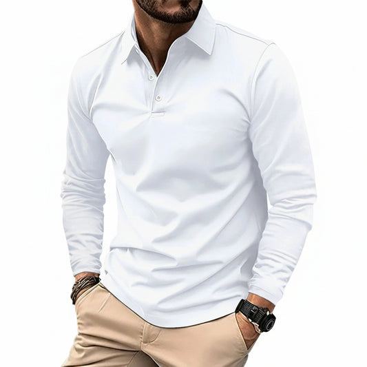 Heren Polo met Lange Mouwen en Klassieke Kraag Slim Fit