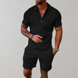 Heren Polo Short Sleeve Set met Ritssluiting en Shorts