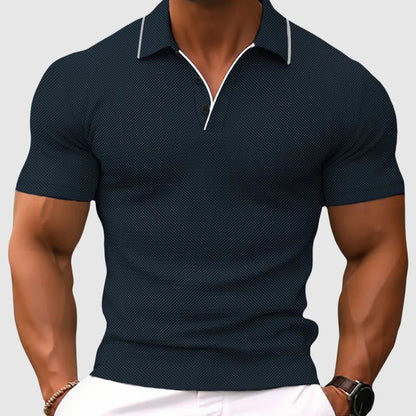 Heren Poloshirt met Contrast Kraag en Knoopplacket