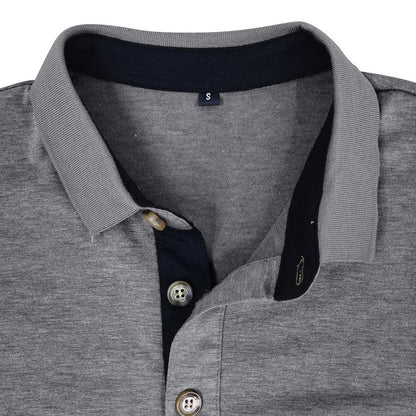 Heren Poloshirt met Lange Mouwen, Borstzak en Knoopsluiting