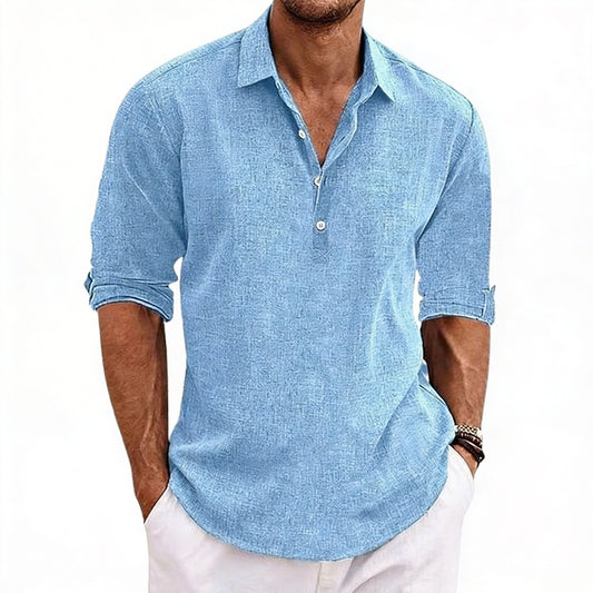 Heren Poloshirt met Omgeslagen Mouwen en Knoopplacket