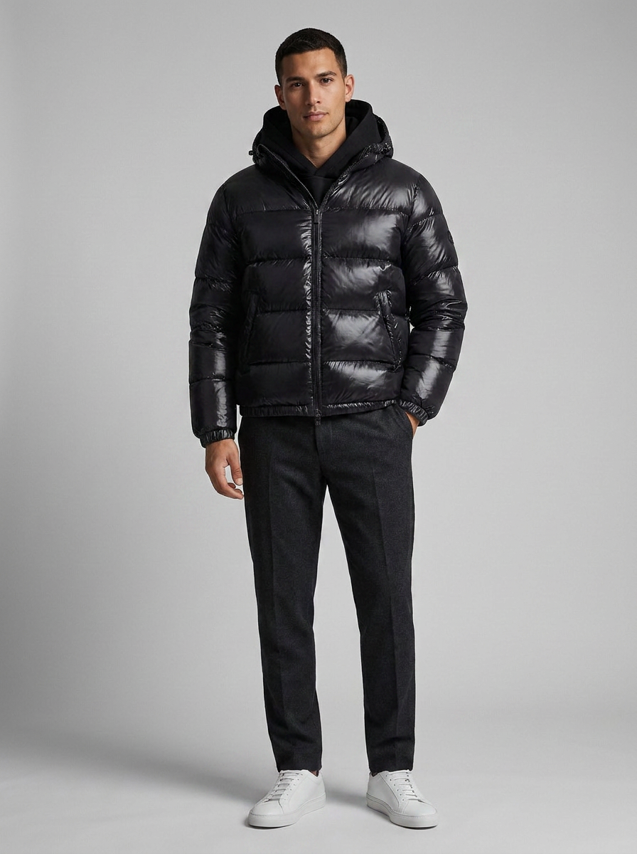Heren Puffer Jacket met Capuchon en Ritssluiting