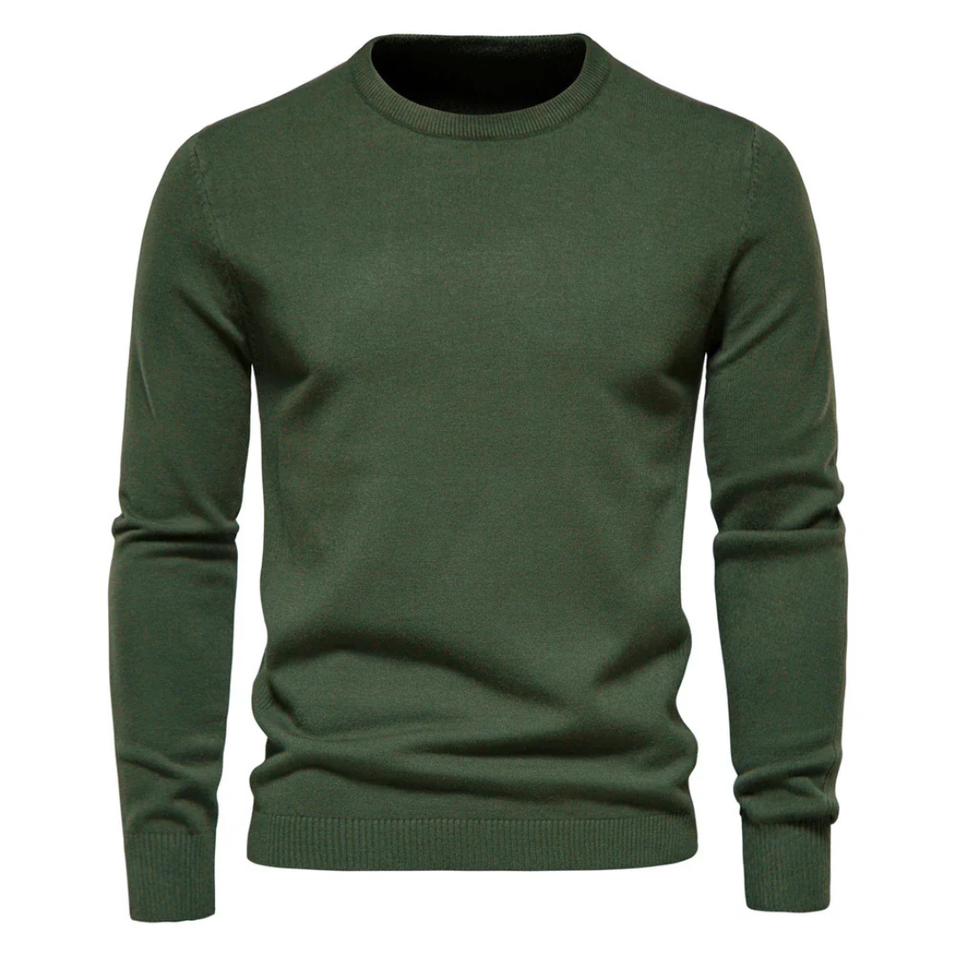 Heren Pullover met Ronde Hals Donkergroen
