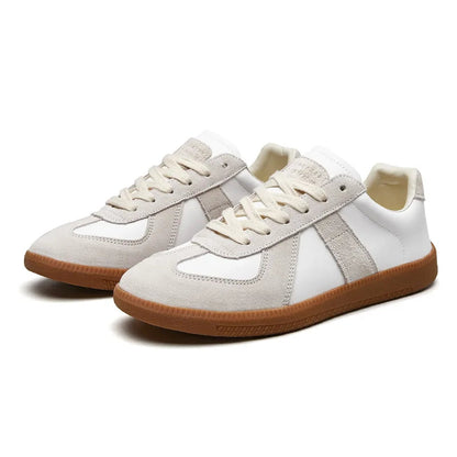 Heren Retro Sneakers Low Top met Vetersluiting en Vintage Panelen Wit
