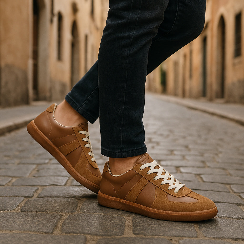 Heren Retro Sneakers Low Top met Vetersluiting en Vintage Panelen