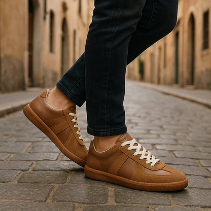Heren Retro Sneakers Low Top met Vetersluiting en Vintage Panelen