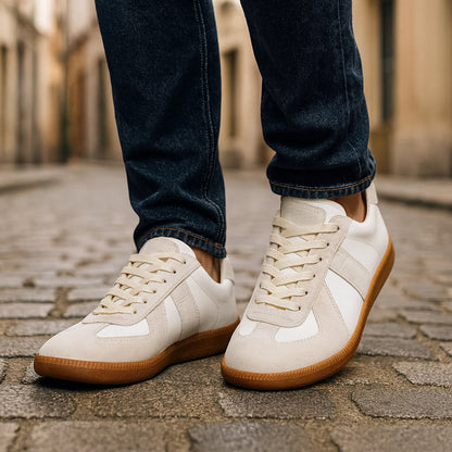 Heren Retro Sneakers Low Top met Vetersluiting en Vintage Panelen